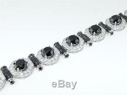 45.5 Ct White Gold Black Diamond Solitaire Prestige Bracelet Bangle 8.5 inch