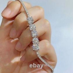 4CTW Round Cut VVS1 Moissanite Women's Tennis Bracelet 7'' 14K White Gold Plated