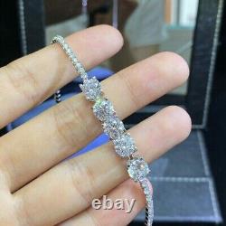 4CTW Round Cut VVS1 Moissanite Women's Tennis Bracelet 7'' 14K White Gold Plated