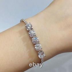 4CTW Round Cut VVS1 Moissanite Women's Tennis Bracelet 7'' 14K White Gold Plated