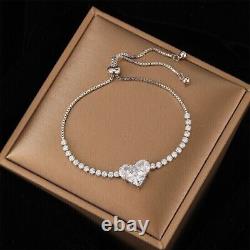 4CT Heart Lab-Created Diamond Women's Tennis Bracelet 14K White Gold Plated