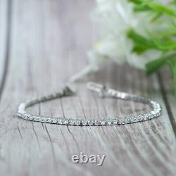 4CT Round Cut Natural Moissanite 7 Tennis Bracelet in 14K White Gold Over 925