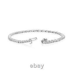 4CT Round Cut Natural Moissanite 7 Tennis Bracelet in 14K White Gold Over 925