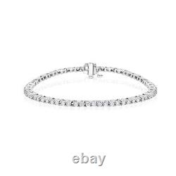 4CT Round Cut Natural Moissanite 7 Tennis Bracelet in 14K White Gold Over 925