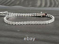 4 Carat F/SI Exeptional White Natural Round Diamond Tennis Bracelet White Gold
