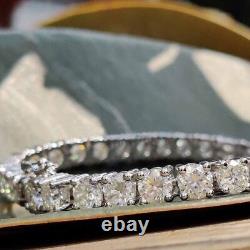 4mm D/VVS1 Moissanite Round Cut Tennis Wedding Bracelet in 14k White Gold Plated