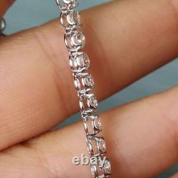 4mm Round 10 TCW Moissanite Engagement 8 Tennis Bracelet 14k White Gold Plated