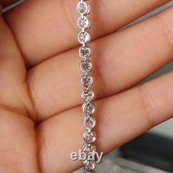 4mm Round 10 TCW Moissanite Engagement 8 Tennis Bracelet 14k White Gold Plated