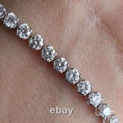 4mm Round 10 TCW Moissanite Engagement 8 Tennis Bracelet 14k White Gold Plated