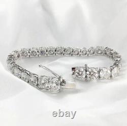 4mm Round 6 TCW Moissanite 14K White Gold Plated 8 Wedding Tennis Bracelet