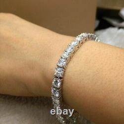 4mm Round 6 TCW Moissanite 14K White Gold Plated 8 Wedding Tennis Bracelet