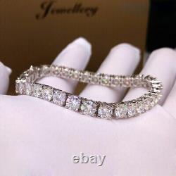 4mm Round 6 TCW Moissanite 14K White Gold Plated 8 Wedding Tennis Bracelet