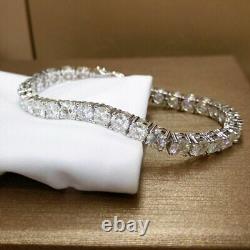 4mm Round 6 TCW Moissanite 14K White Gold Plated 8 Wedding Tennis Bracelet