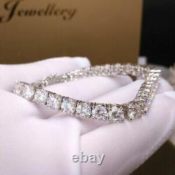 4mm Round 6 TCW Moissanite 14K White Gold Plated 8 Wedding Tennis Bracelet