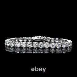 4mm Round Cut 10 CTW D/VVS1 Moissanite 14K White Gold Plated 7 Tennis Bracelet