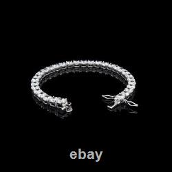 4mm Round Cut 10 CTW D/VVS1 Moissanite 14K White Gold Plated 7 Tennis Bracelet