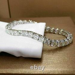 4mm Round Cut 10 CTW Moissanite 8 Tennis Wedding Bracelet 14K White Gold Plated