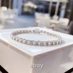 4mm Round Cut 10 TCW Moissanite 8 Women's Tennis Bracelet 14k White Gold Plated