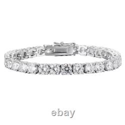 4mm Round Cut Certified 14K White Gold Plated VVS1 Moissanite Tennis Bracelet