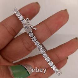 4mm Round Cut D/VVS1 Moissanite Wedding Tennis Bracelet 14k White Gold Plated