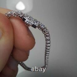 4mm Round Cut Moissanite Bridal Wedding Wear Bracelet in 14K White Gold Plated