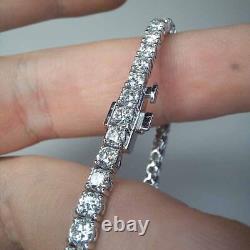 4mm Round Cut Moissanite Bridal Wedding Wear Bracelet in 14K White Gold Plated