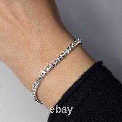 4mm Round Cut Moissanite Bridal Wedding Wear Bracelet in 14K White Gold Plated