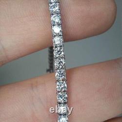 4mm Round Cut Moissanite Bridal Wedding Wear Bracelet in 14K White Gold Plated