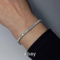 4mm Round Cut Moissanite Bridal Wedding Wear Bracelet in 14K White Gold Plated