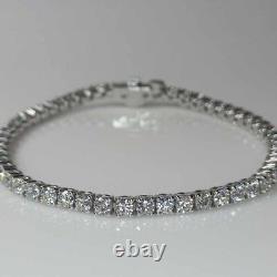 4mm Round Cut Moissanite Bridal Wedding Wear Bracelet in 14K White Gold Plated