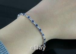 $5500 BH EFFY 14K White Gold Bezel Set Blue Oval Sapphire Diamond 7.25 Bracelet