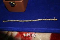 5CT Natural Diamond Tennis Bracelet Bangle 18K Yellow Gold Antique Vintage Heavy