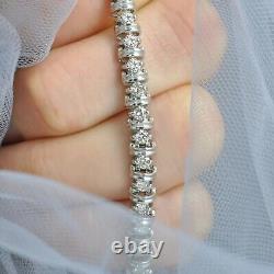 5Ct Round Cut Lab-Created Moissanite Women Tennis Bracelet 14K White Gold Plated