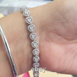 5.00Ct Heart Shape Diamond Halo 18k White Gold Bracelet For Women