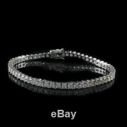 5.00ct Princess Cut Diamond 14k Solid White Gold Tennis Bracelet Free Shipping