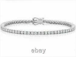 5.0ct VVS1 Moissanite 3mm Wedding Tennis Bracelet 14K White Gold Plated