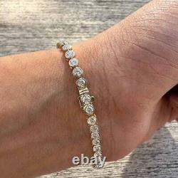 5.98TCW Moissanite Round Cut Bezel Set Tennis Bracelet in 14k White Gold Plated