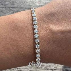 5.98TCW Moissanite Round Cut Bezel Set Tennis Bracelet in 14k White Gold Plated