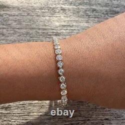 5.98TCW Moissanite Round Cut Bezel Set Tennis Bracelet in 14k White Gold Plated