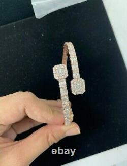 5 ct F/SI Natural Round and Baguette Cut Diamond Bracelet Uk Hallmark Rose Gold