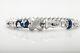 $6000.50ct 18k White Gold Diamond SOHO Signed Blue Enamel Cable Bracelet 30g