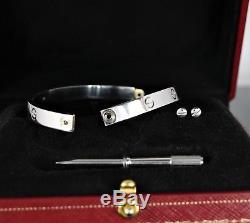 $6750 Men's Original Cartier 18k White Gold Bangle Love Bangle Bracelet Size #21