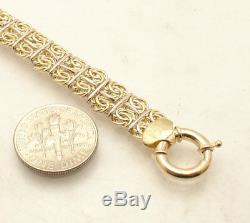 6 3/4 Dainty Double Row Byzantine Bracelet Real 14K Yellow White Two-Tone Gold