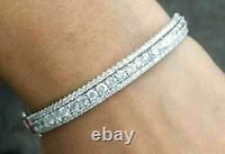 6.50 Ct Round Cut Diamond Simulated Pretty Bangle Bracelet 14K White Gold Finish