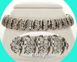 6.60CT diamond cluster S link bracelet 14K WG 26.6 GM