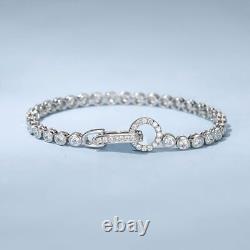 6 ctw VVS1 Moissanite 14K White Gold Plated 3mm Round Cut 8 Inch Tennis Bracelet