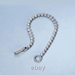 6 ctw VVS1 Moissanite 14K White Gold Plated 3mm Round Cut 8 Inch Tennis Bracelet