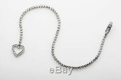 $7000 Signed DD 3ct Diamond 14k White Gold HEART Tennis Bracelet 8.75 LONG