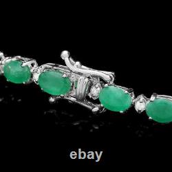 $7200 Certified 14k White Gold 11.50ct Emerald 0.65ct Diamond Bracelet