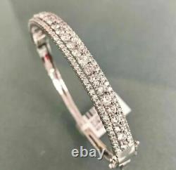 7Ct Round Cut Diamond Lab Created Women Bangle Bracelet 14K White Gold Finish